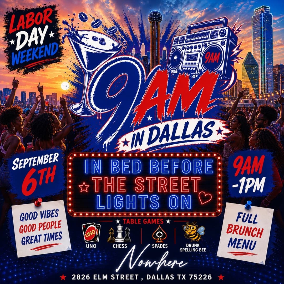 9AM in Dallas tour poster — September 6, the stop after Houston on the Play Hooky 9AM tour