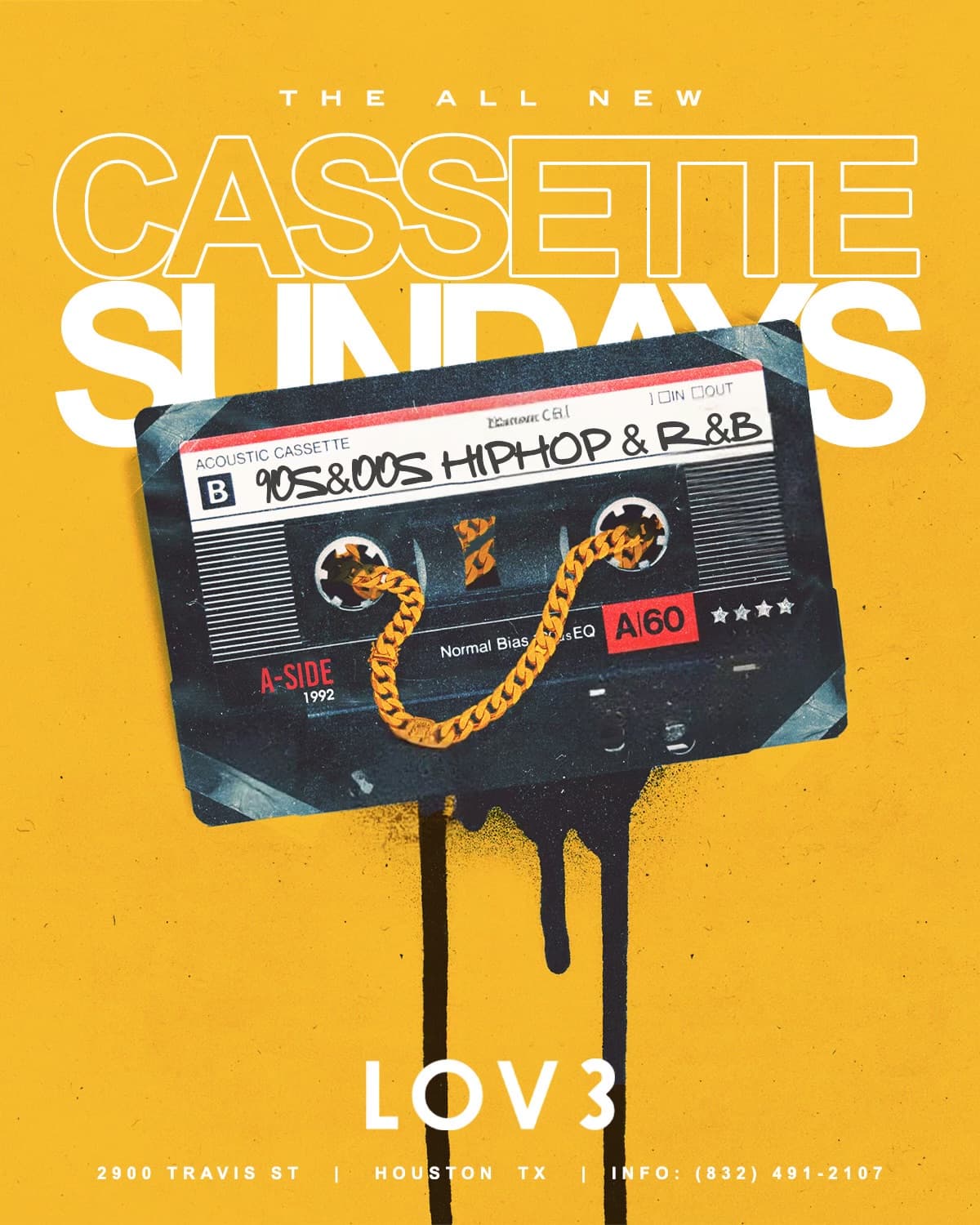 Cassette Sundays gold tape flyer