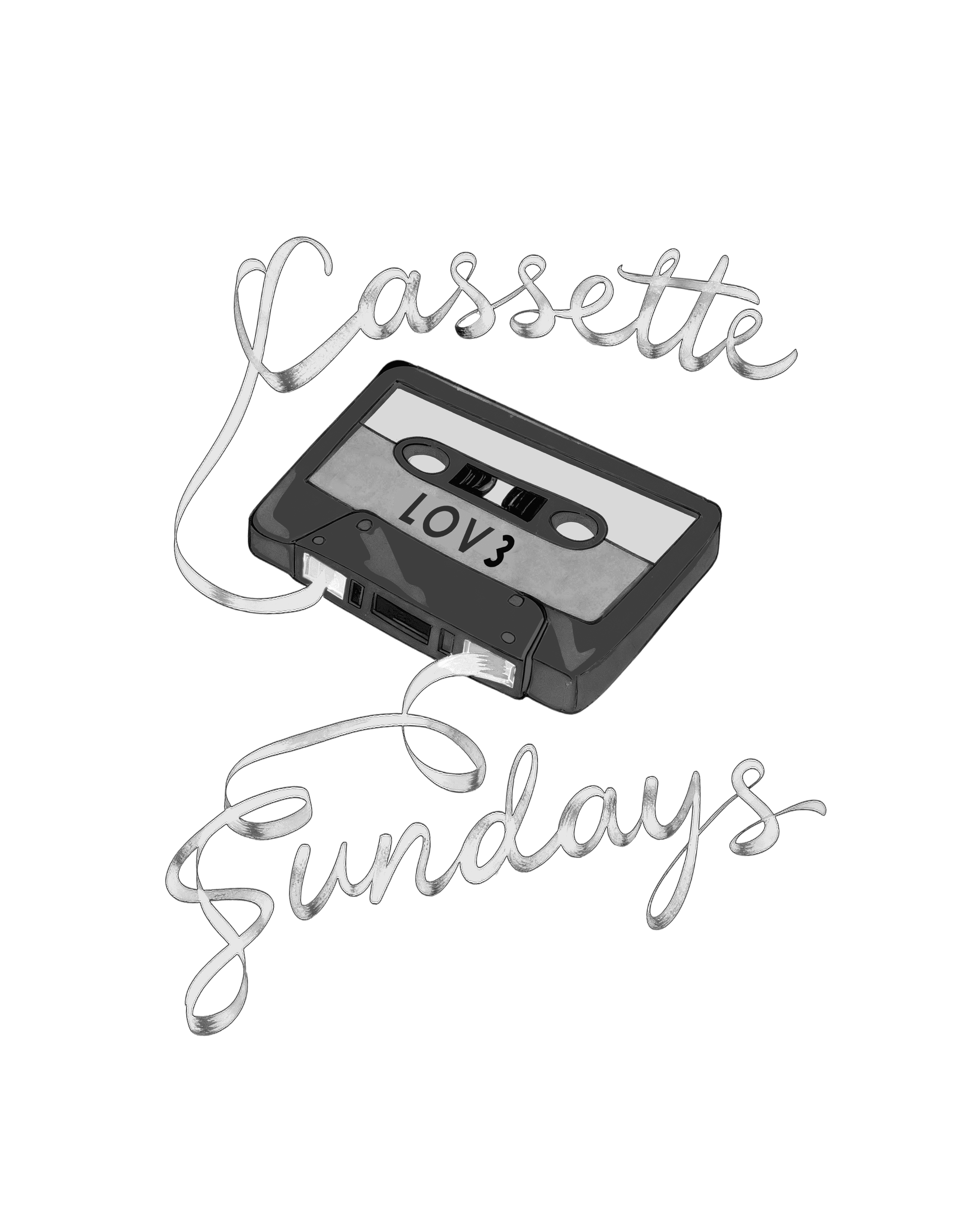 Cassette Sundays — LOV3 mixtape logo